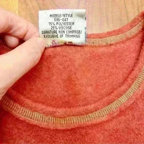 Vintage pastel red foxy crew neck long sleeves  fleece sweatshirts jumper - Picture 7 of 12